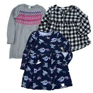 Jumping Beans Kohl’s Dresses LOT OF 3 Girls Size 4T Black Gray Blue Baby Yoda